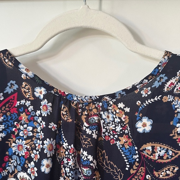 SIENNA SKY | Boho Multicolor Paisley Floral Women's Short Sleeve Blouse - Picture 11 of 14